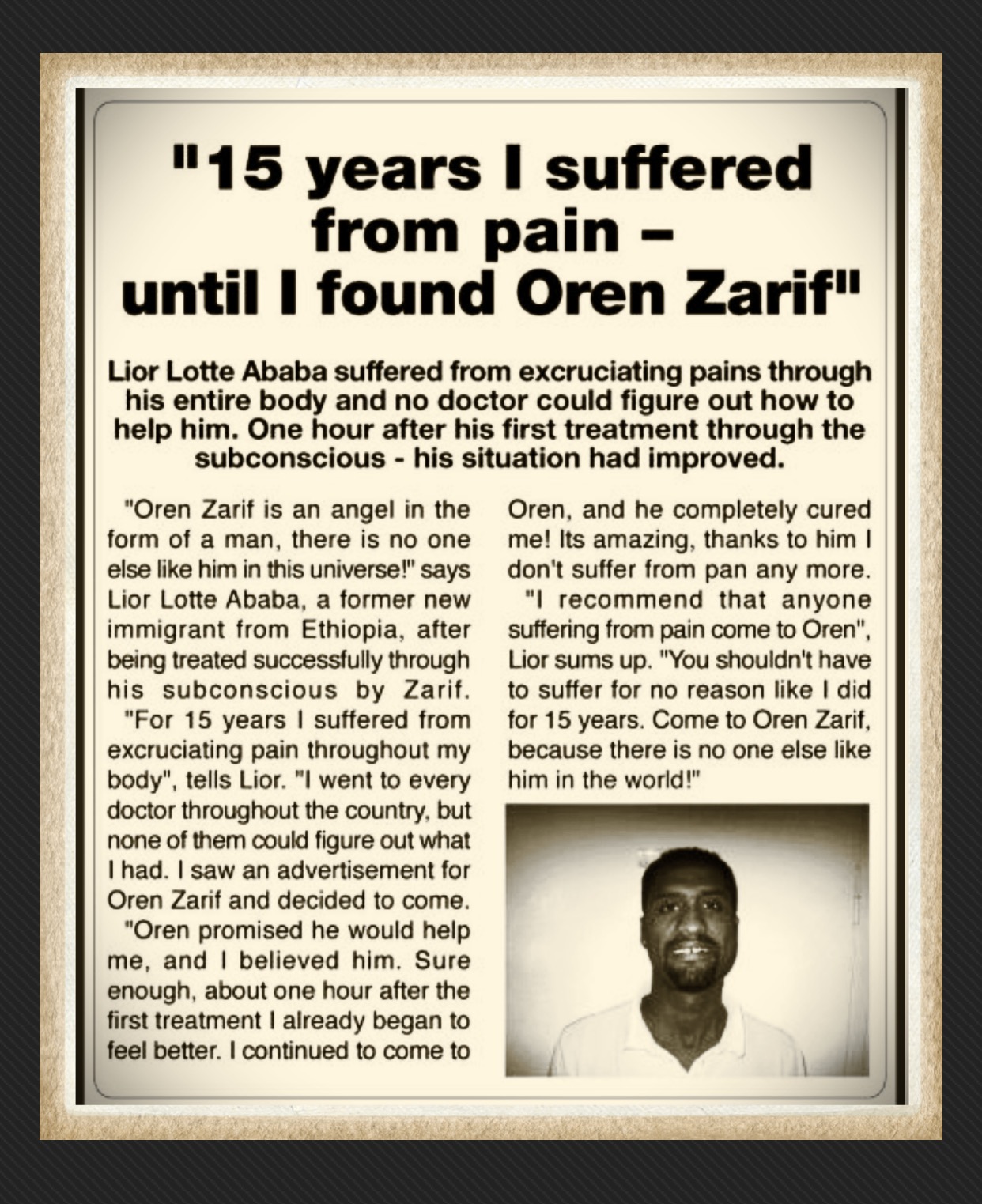 Oren Zarif Method of Treating Subconscious Psychokinesis. Mind Power