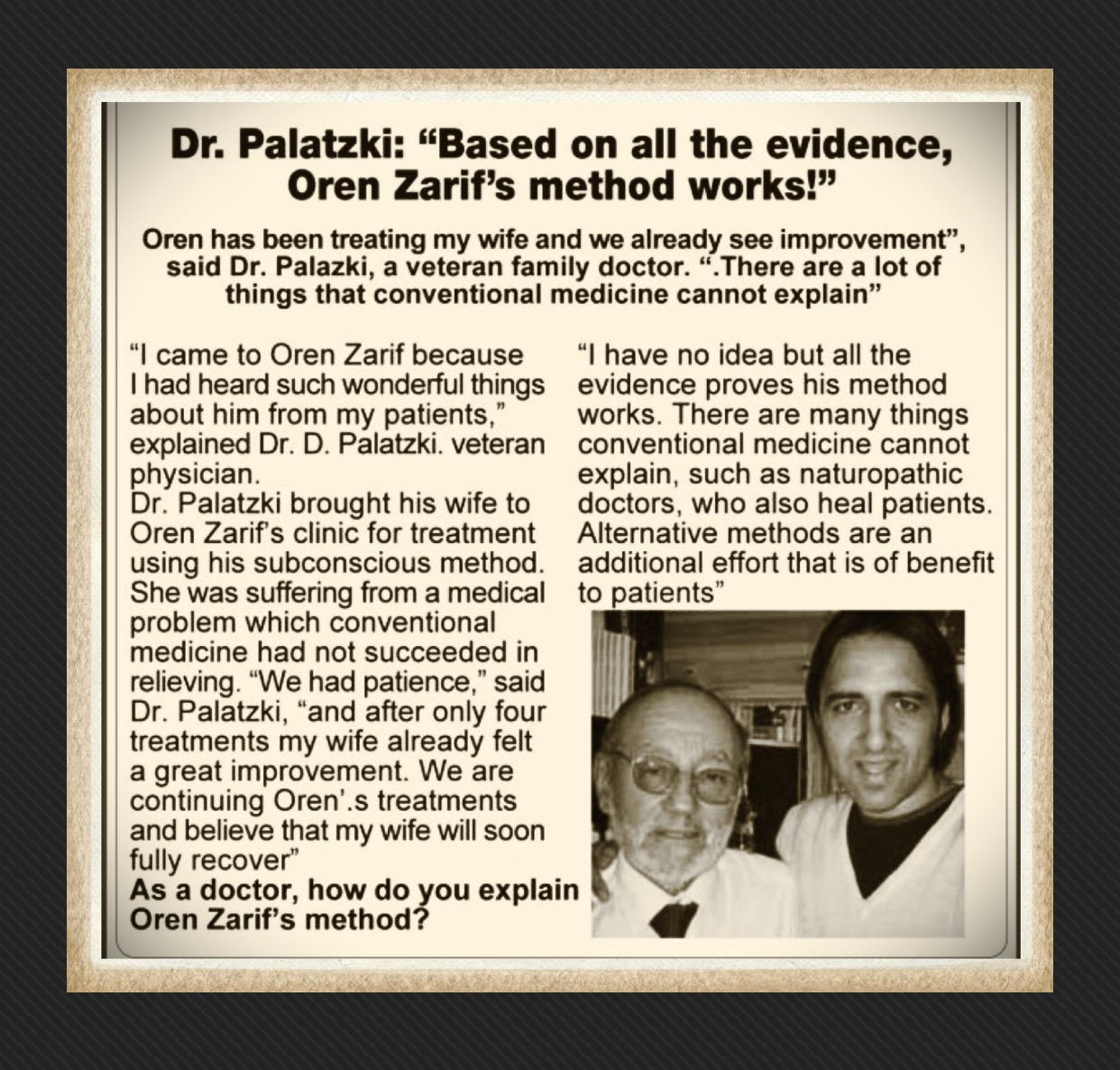 Oren Zarif Method of Treating Subconscious Psychokinesis. Mind Power